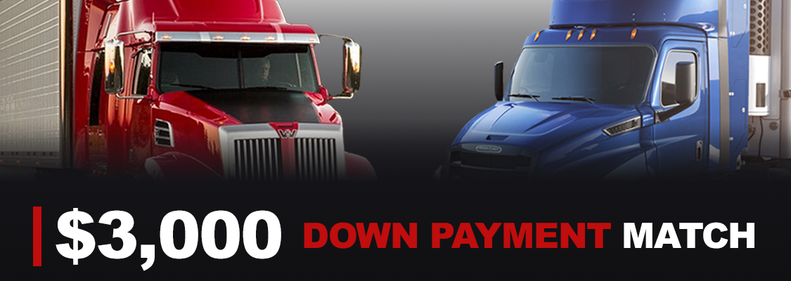 Doggett Freightliner is matching your $3,000 down payment