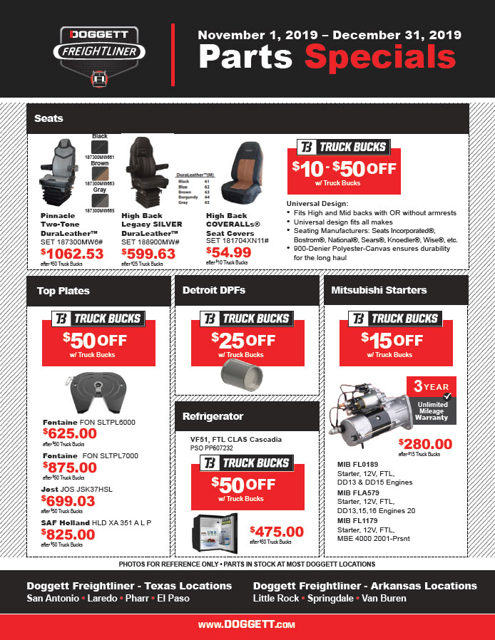 Doggett Freightliner Nov-Dec 2019 Sale Doggett Freightliner Nov-Dec 2019 Sale