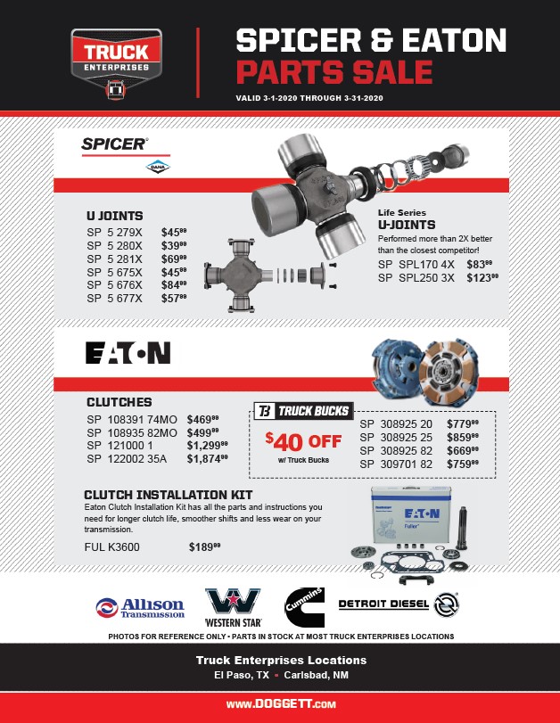 Truck Enterprises March 2020 Parts Specials Truck Enterprises March 2020 Parts Specials