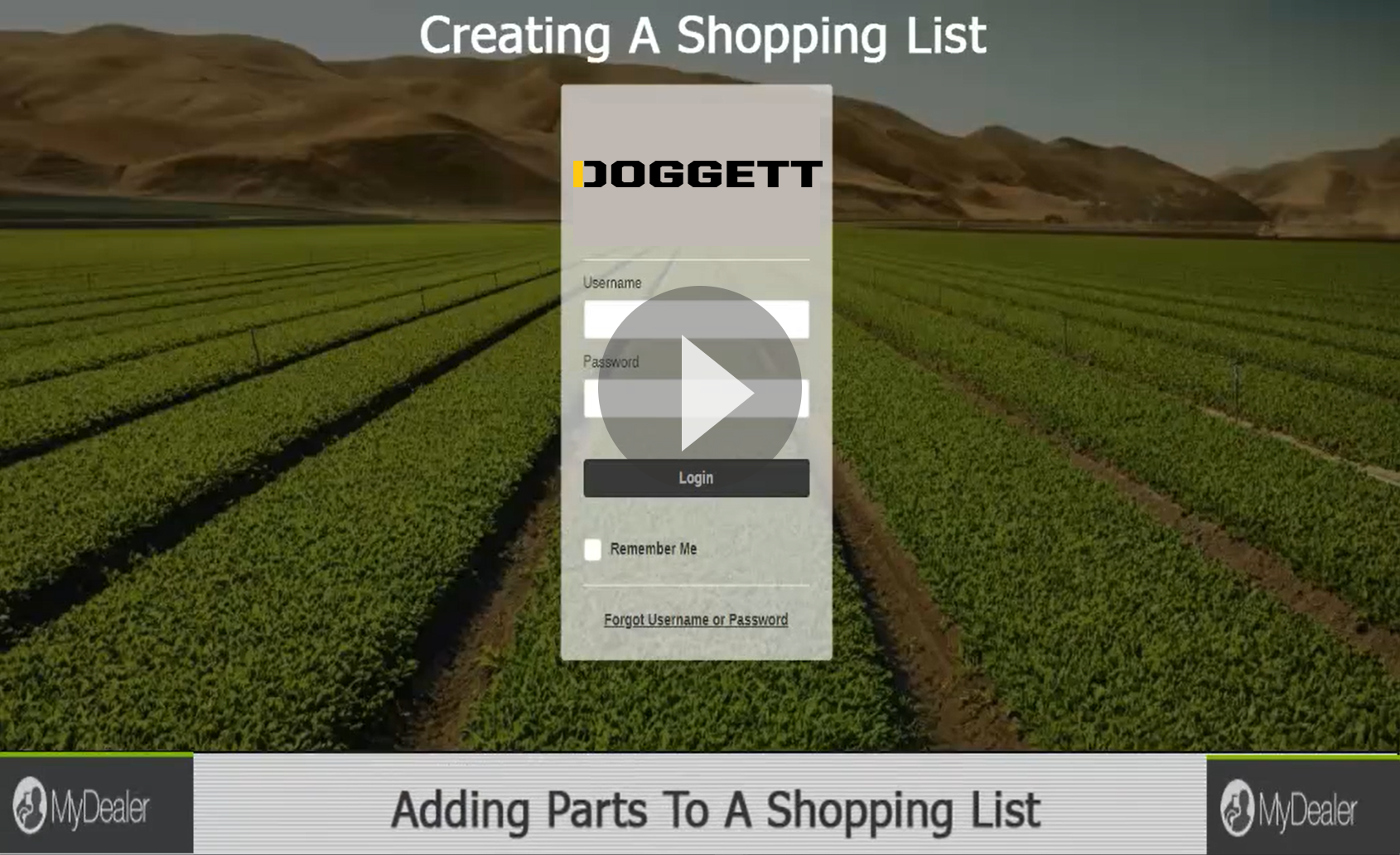 Create a Shopping List on Doggett MyDealer Portal